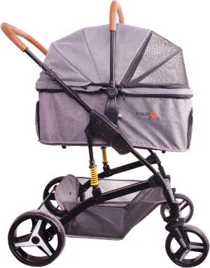 Pet Stroller Up to 55lbs Folding Lightweight Dog Stroller Cat Travel Stroller, 600D Linen Waterproof Breathable, 360° cardan Wheel, 3-in-1 Jogger Stroller for Medium Small Dogs with Basket
