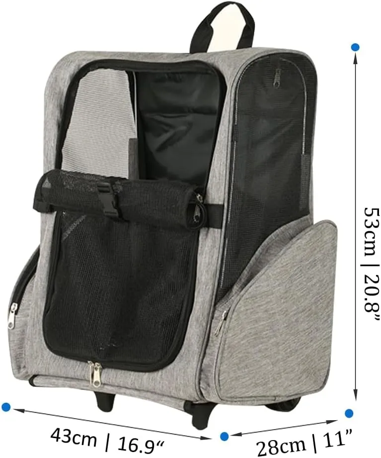 Pet Trolley Bag Cat Dog Travel Bag Portable & Breathable Pet Carrier Backpack - Lightweight Dual-Shoulder Design for Easy Travel with Your Beloved Companion Scalable Pull Rod pet Bag (Red)