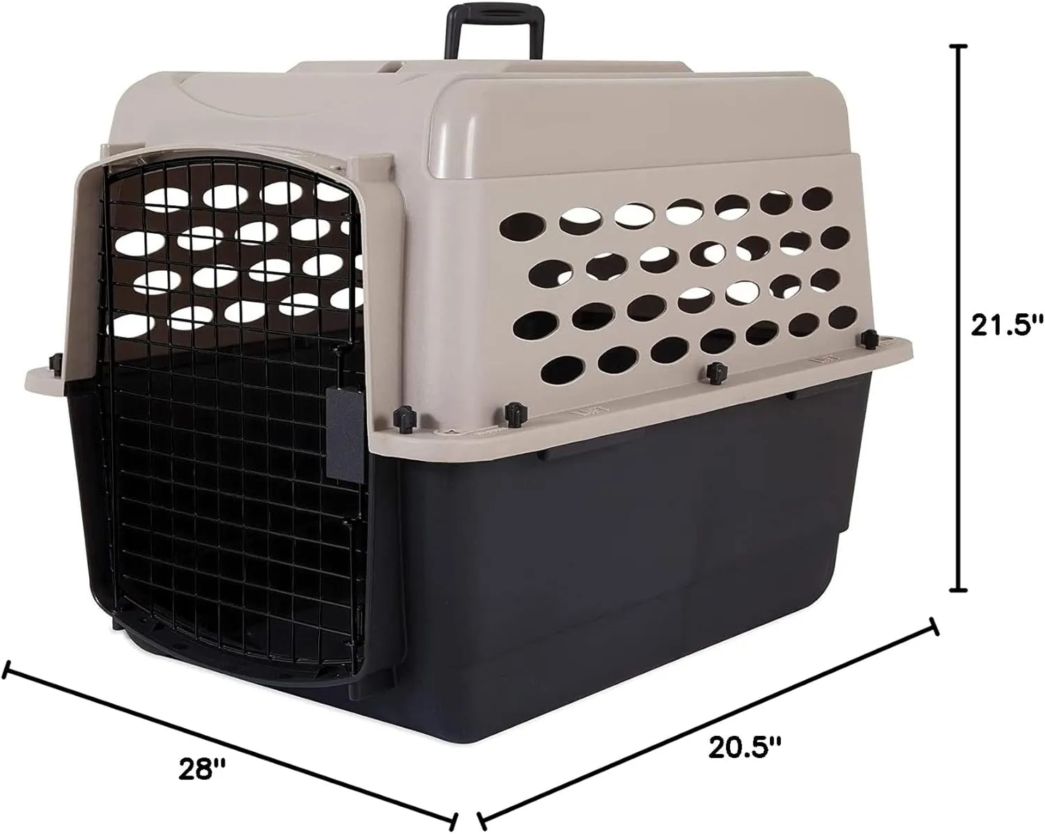 Petmate Vari Dog Kennel - Portable Dog Carriers & Crates for Medium Dogs, Made in USA, Airline-Friendly, Durable Plastic, Pet Carrier For Home and Travel, 28 Inches, Taupe and Black