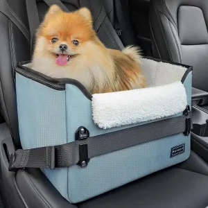 PETSFIT Small Dog Car Seat, Puppy Portable Dog Booster seat for Car with Clip-On Leash, Adjustable Straps Suitable for Small Pets Up to 25lbs (Mint Green)