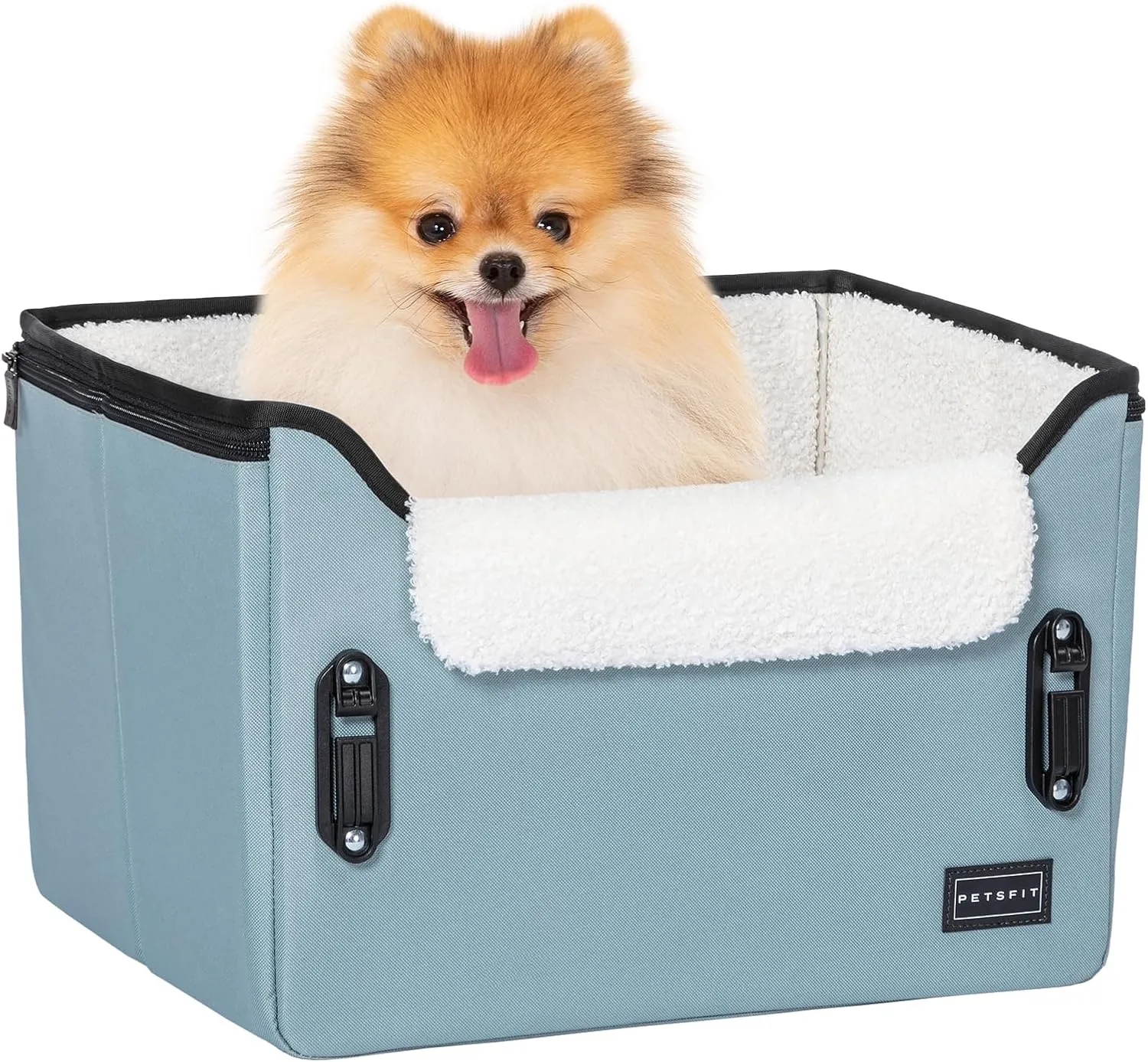 PETSFIT Small Dog Car Seat, Puppy Portable Dog Booster seat for Car with Clip-On Leash, Adjustable Straps Suitable for Small Pets Up to 25lbs (Mint Green)