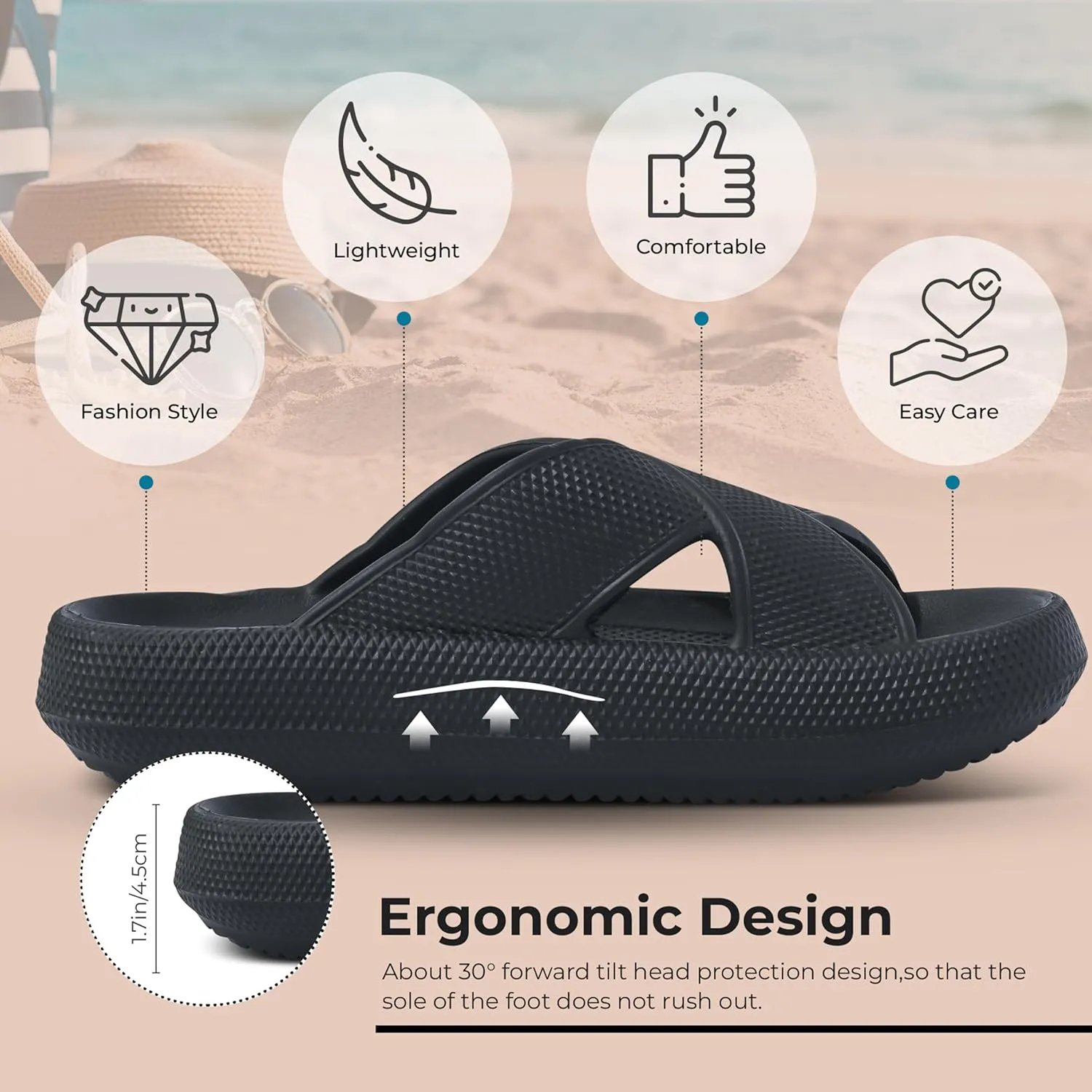 Pillow Slippers for Women and Men - Anti-Slip, Breathable House Shoes with Cross Strap Design, Cushioned Thick Sole for Ultimate Comfort and Versatility