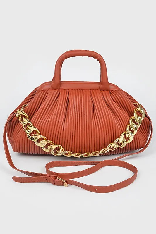Pleated Faux Leather Purse