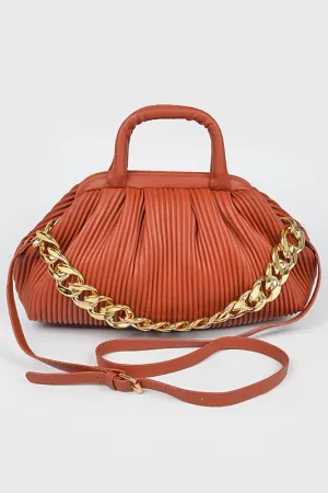 Pleated Faux Leather Purse