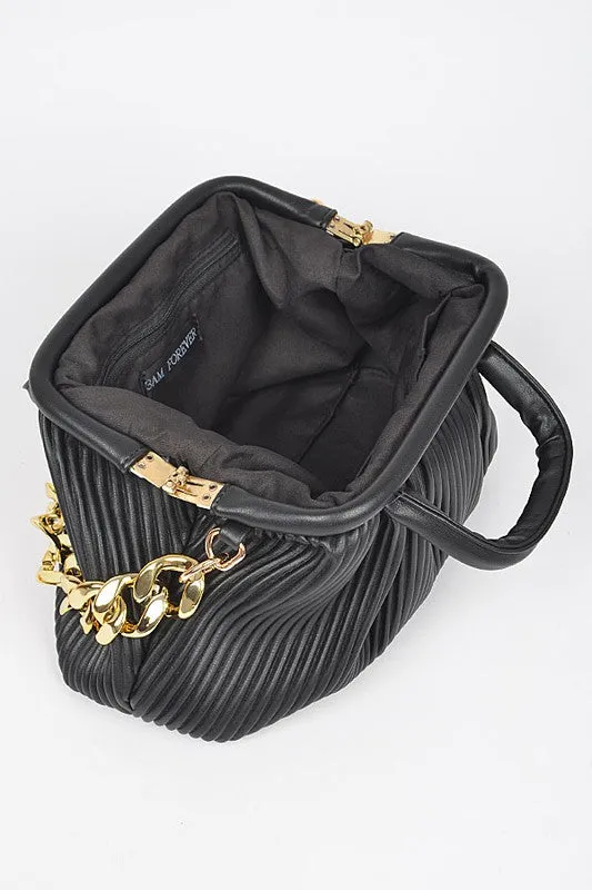 Pleated Faux Leather Purse