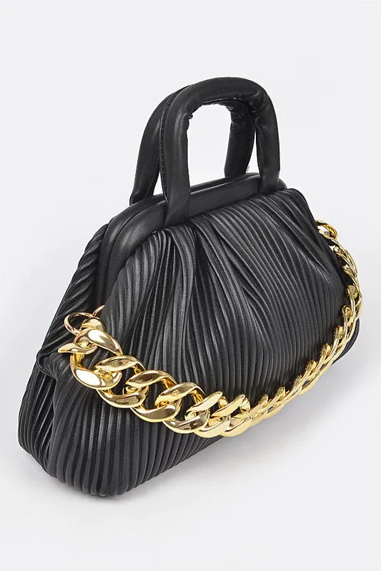 Pleated Faux Leather Purse