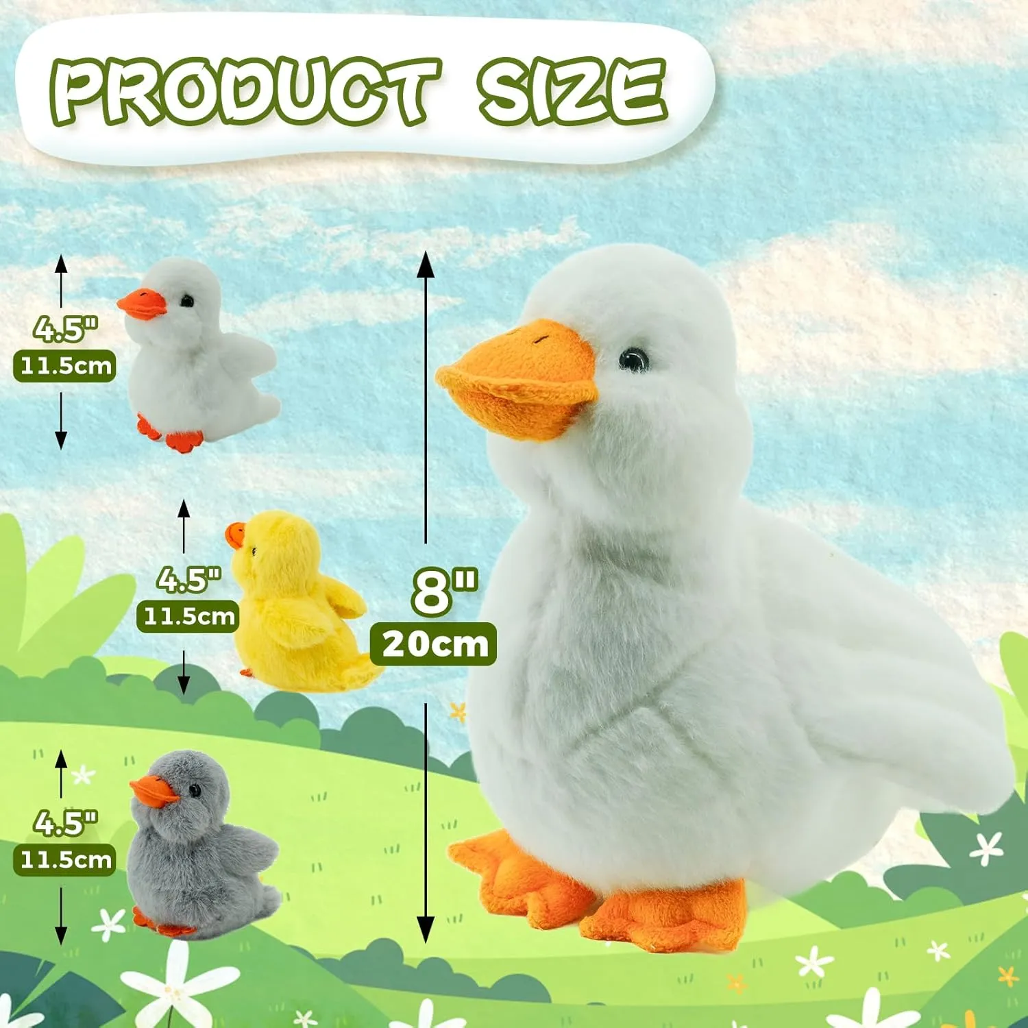Plush Duck Toy Set with Mommy Duck and Ducklings - Squeaky Soft Stuffed Animals with Eggs & Carry Nest - Perfect Cuddly Gift for Kids, Toddlers, Baby Girls & Boys, Easter or Birthday