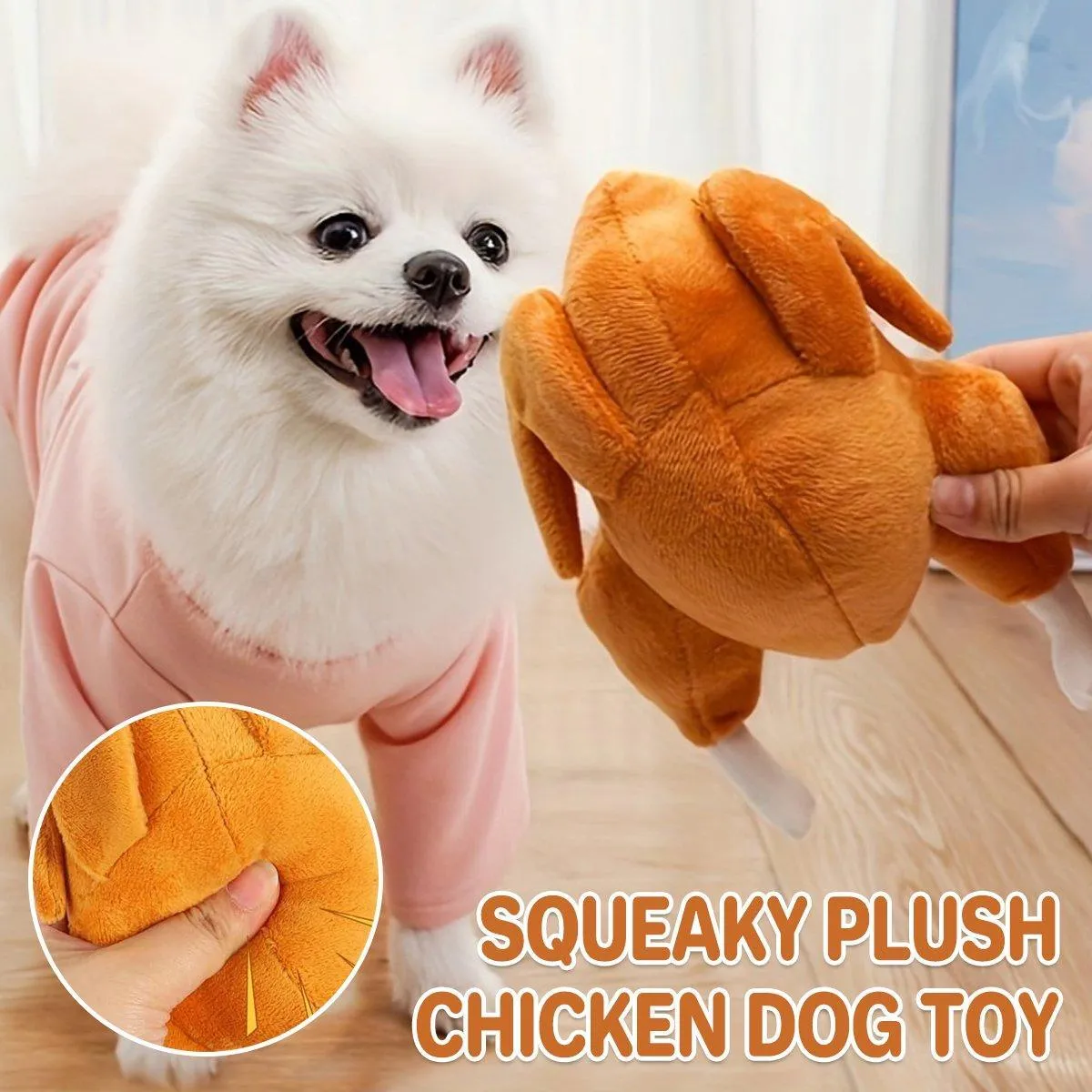 Plush Roast Chicken Dog Toy Squeaky Sound Stuffed Interactive Pet Plaything