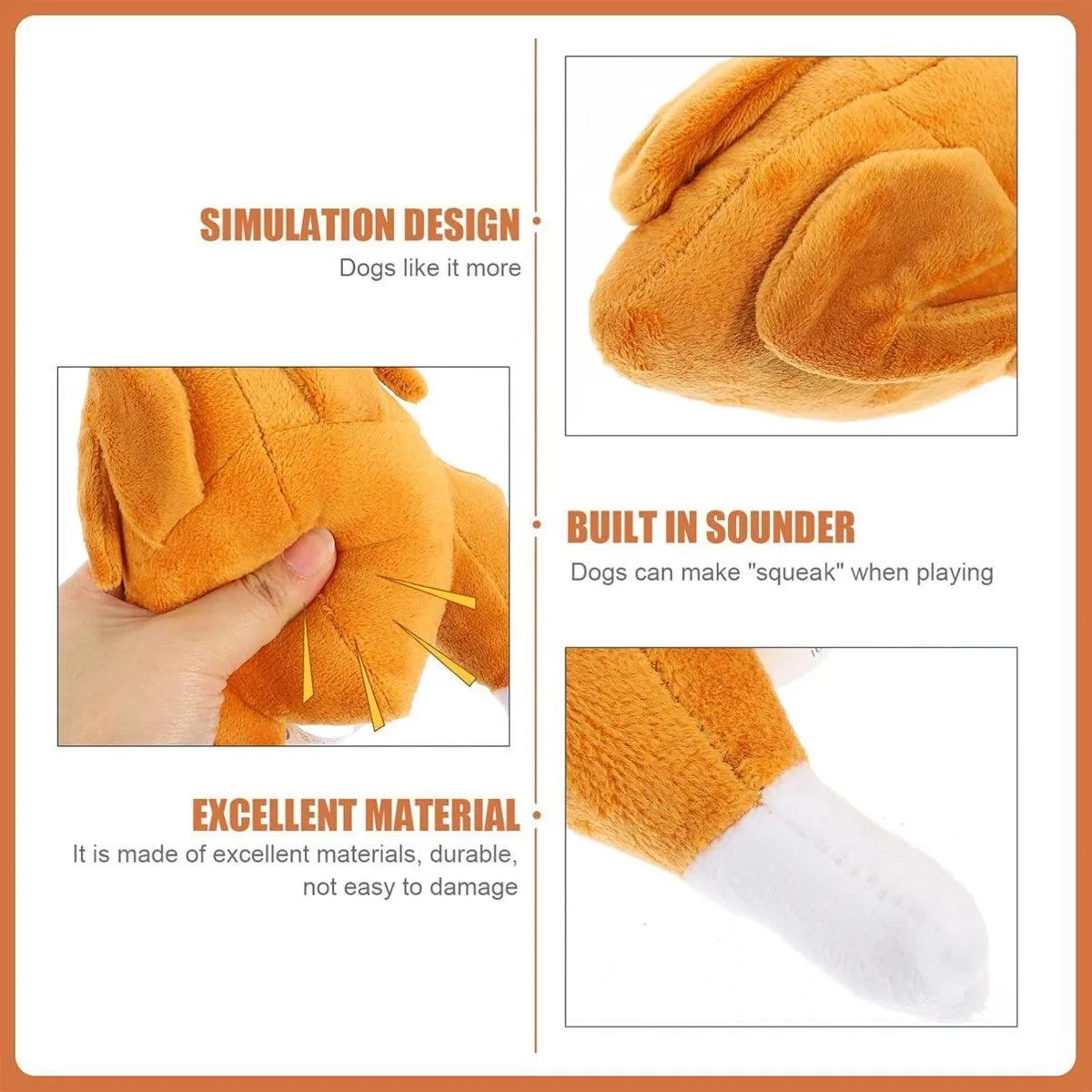 Plush Roast Chicken Dog Toy Squeaky Sound Stuffed Interactive Pet Plaything