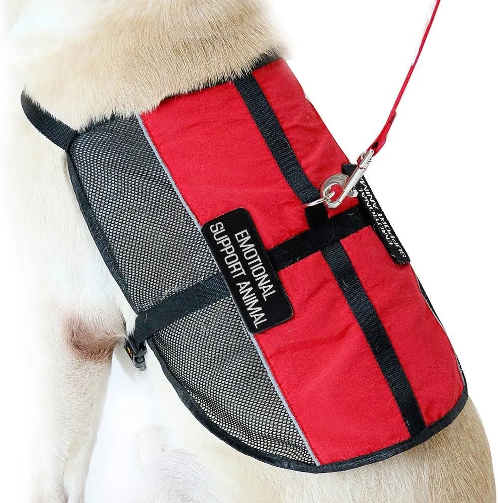 PLUTUS PET Emotional Support Dog Vest with 2 Free Removable Emotional Support Animal Patches, Reflective Lightweight Cool Mesh Dog Vests for Service Dogs,Red L,Girth 26.7-31.5"
