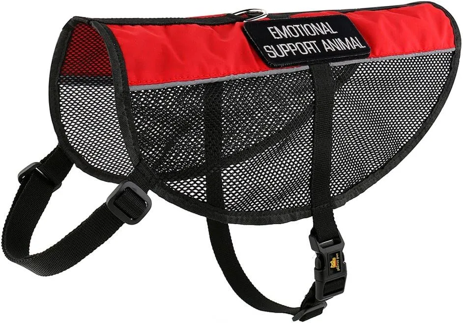 PLUTUS PET Emotional Support Dog Vest with 2 Free Removable Emotional Support Animal Patches, Reflective Lightweight Cool Mesh Dog Vests for Service Dogs,Red L,Girth 26.7-31.5"