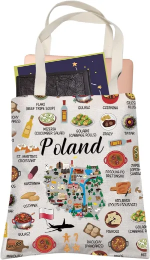 Poland Country Map Europe Cuisine Lover Tote Bag Mom Dad BFF Polish Food Cooking Travel Shopping Bag