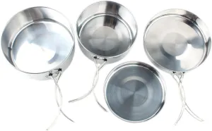 POPETPOP 4pcs Stainless Steel Cooking Outdoor Camping and Hiking Portable Kitchenware for People High-Temperature Resistant Cookware Combination for Backpacking Adventures