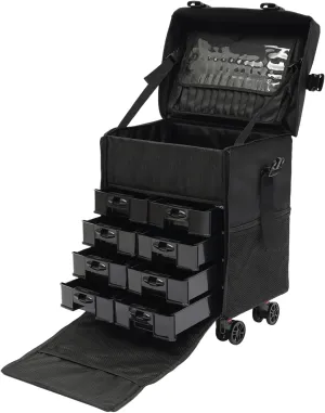 Portability Rolling Makeup Case with Wheels, Cosmetic Case Trolley, Make Up Suitcase Cosmetic Trolley for Makeup Enthusiasts and Hair Barbers/Stylists