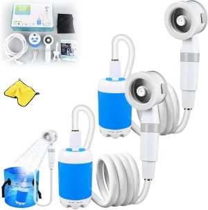 Portable Camping Shower Outdoor Camp Shower Pump, Upgrade Rechargeable Electric Shower Pump with Intelligent Digital, 2 Gear Adjustment, for Camping, RV, Pet Cleaning, Car Washing