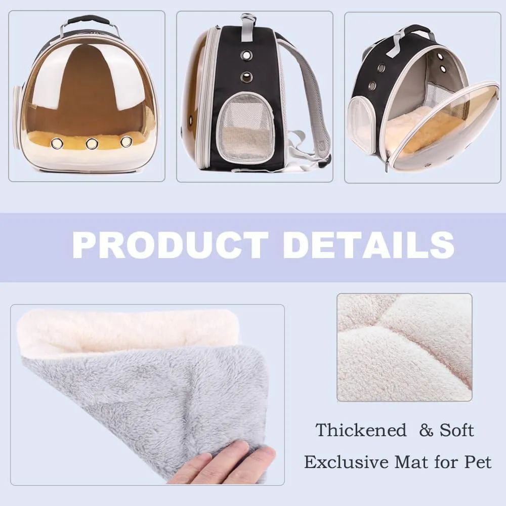 Portable Guinea Pig Backpack with Small Bag Harness and Leash Set, Space Capsule Bubble Pet Carrier Cage Travel for Rabbit, Bearded Dragon, Sugar Glider (Polarized, Backpack)