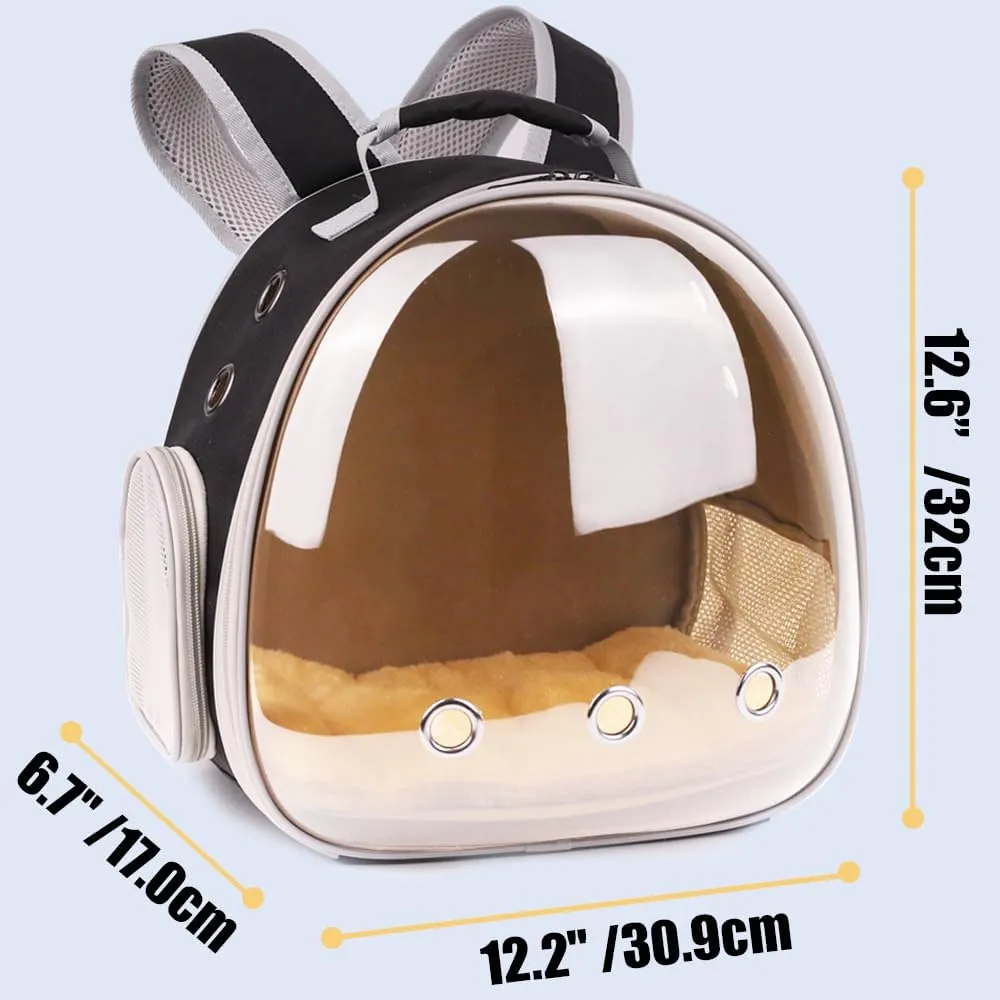 Portable Guinea Pig Backpack with Small Bag Harness and Leash Set, Space Capsule Bubble Pet Carrier Cage Travel for Rabbit, Bearded Dragon, Sugar Glider (Polarized, Backpack)