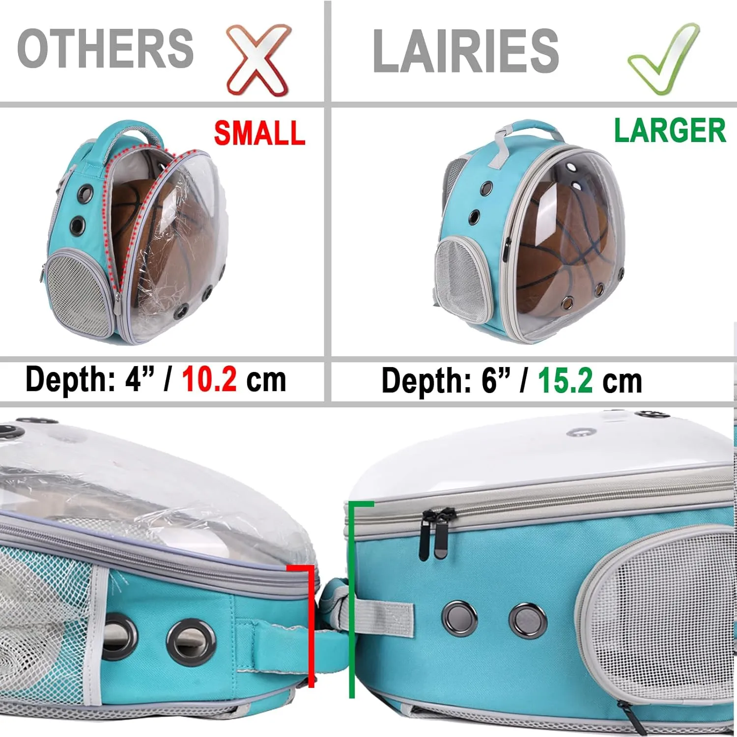 Portable Guinea Pig Backpack with Small Bag Harness and Leash Set, Space Capsule Bubble Pet Carrier Cage Travel for Rabbit, Bearded Dragon, Sugar Glider (Polarized, Backpack)