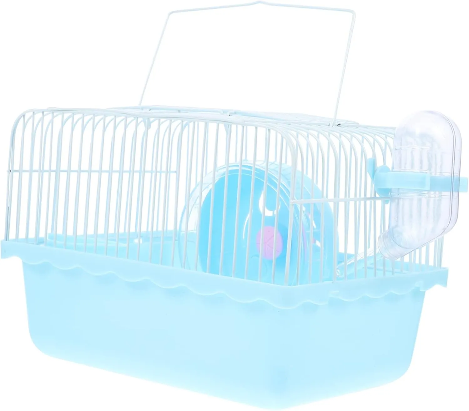 Portable Hamster Cage Villa for Small Pets Blue with Running Wheel and Water Jug for Hamsters and Chinchillas for Travel and Outdoor Use