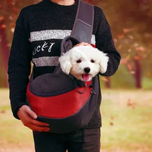 Portable Pet Carry Sling Pouch (L Red)