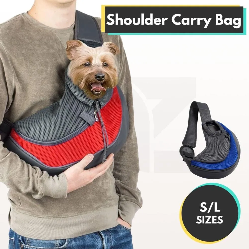 Portable Pet Carry Sling Pouch (L Red)
