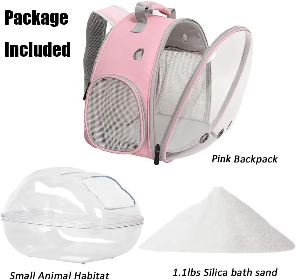 Portable Travel Backpack Habitat for Small Animal, Space Capsule Bubble Window Guinea Pig Bird Bearded Dragon Turtle Carrier Rabbit Squirrel Hamster Cage Breathable Handbag