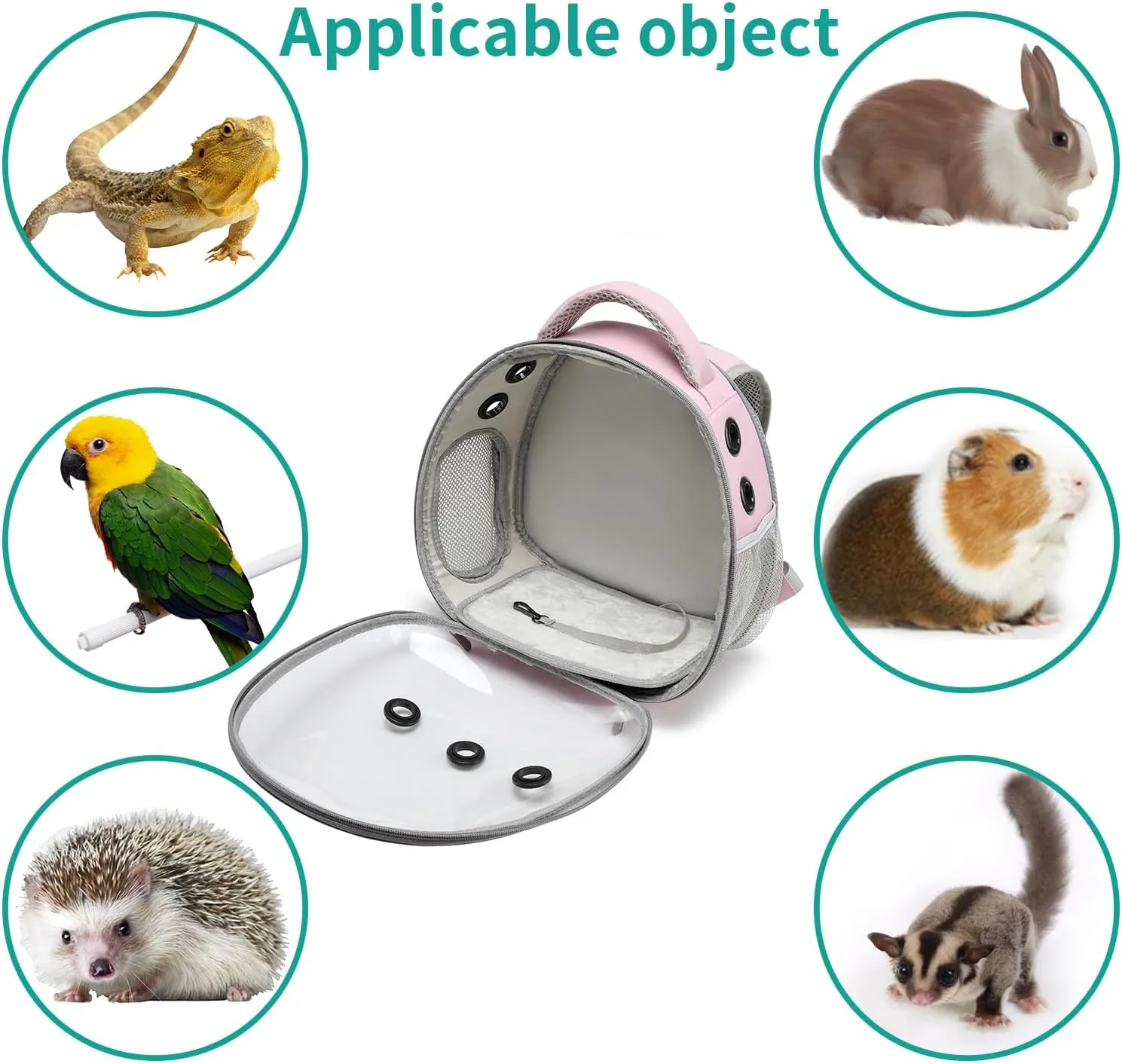 Portable Travel pet Backpack Carrier Hamster Bag Guinea Pig Bird Small Dog cat Backpack Turtle Carrier Rabbit Cage Rabbit Guinea Pig Squirrel Bearded Dragon Breathable Hangbag (Pink)