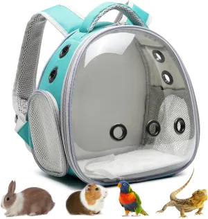 Portable Travel pet Backpack Carrier Hamster Bag Guinea Pig Bird Small Dog cat Turtle Rabbit Cage Rabbit Guinea Pig Squirrel Bearded Dragon Breathable Hangbag(Green)