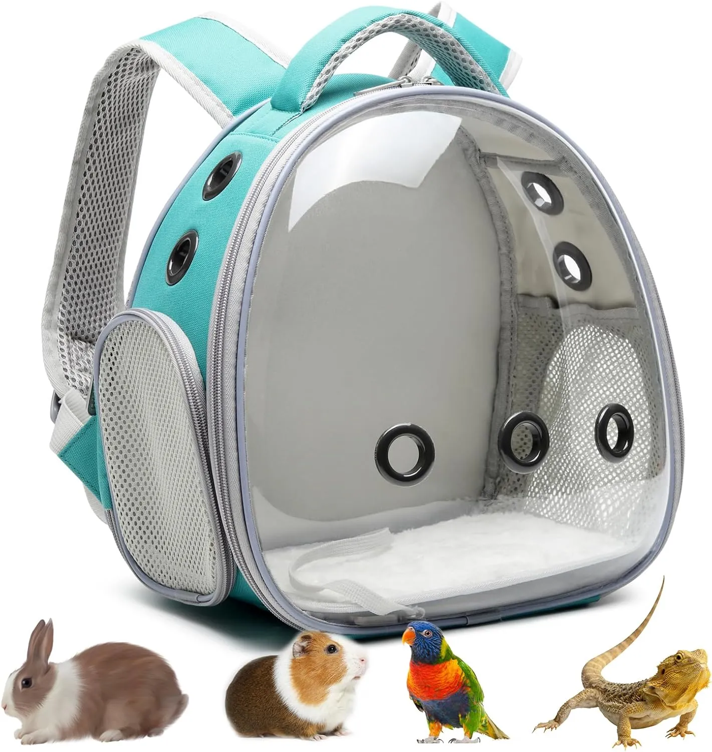 Portable Travel pet Backpack Carrier Hamster Bag Guinea Pig Bird Small Dog cat Turtle Rabbit Cage Rabbit Guinea Pig Squirrel Bearded Dragon Breathable Hangbag(Green)