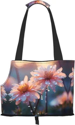 Post Rainy Day Flower Printed pet Shoulder Bag - Foldable Design, Small cat and Dog Travel Bag