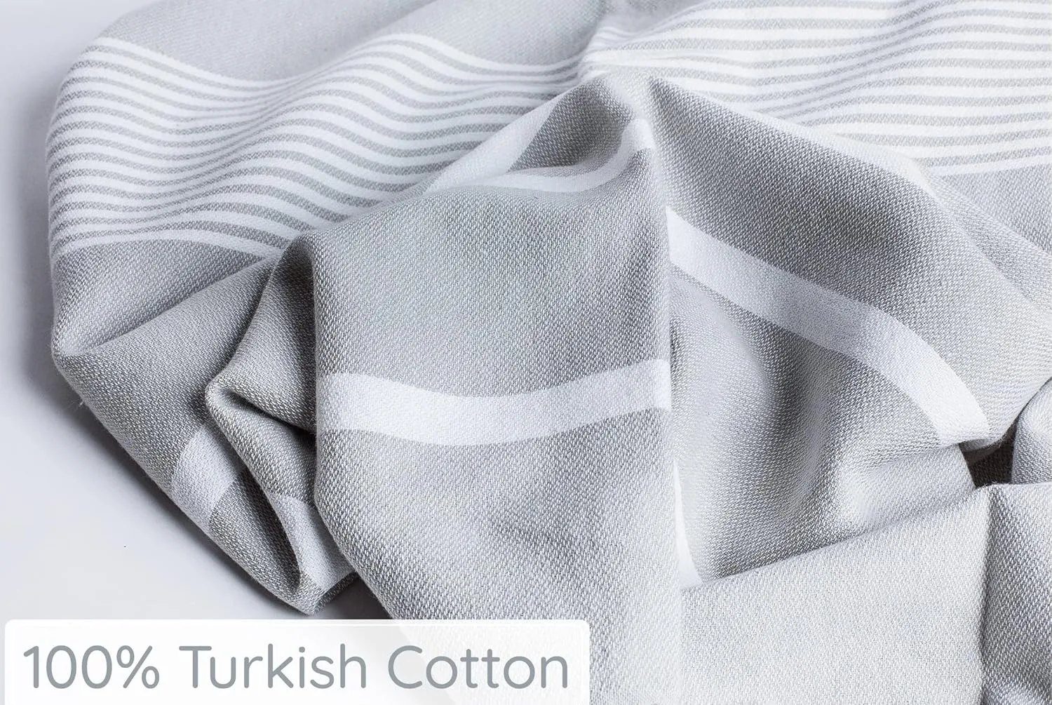 Premium Turkish Beach Towel (35”x67”) Suitable for Adults and Kids 100% Natural Cotton Quick Dry and Sand Free Turkish Towel Beach Blanket– Silver Grey Color