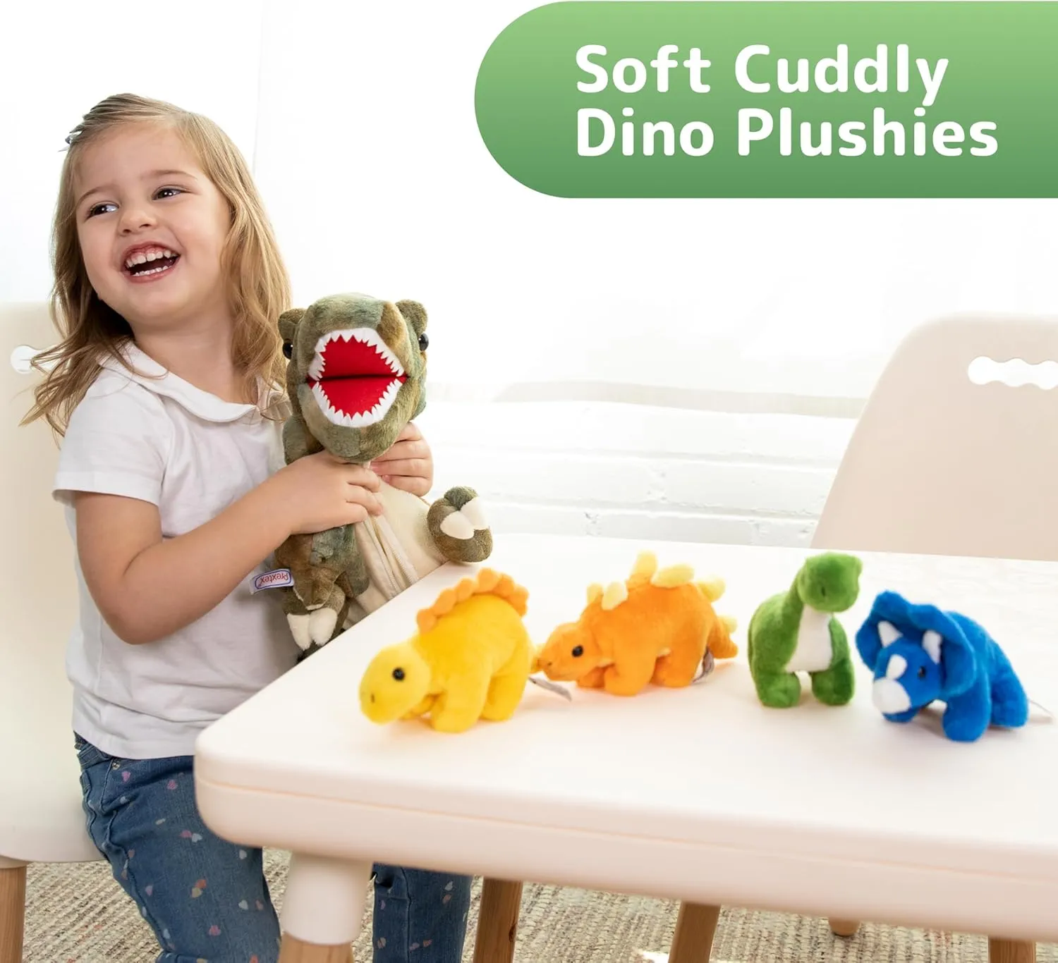 PREXTEX Dinosaur Stuffed Animal Set - 15-Inch T-Rex with 5 Prehistoric Plush Dinosaurs Zipped Inside - Dino Toys and Dinosaur Plushies for Imaginative Play - Thoughtful Gift for Kids Aged 3 and Up