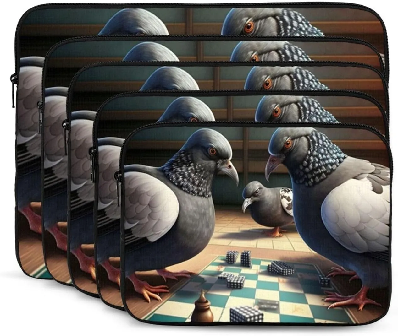 Protective Laptop Computer Case Portable Bag Sleeve Handbags for 12 Inch - Pigeons Playing Checkers Game Funny