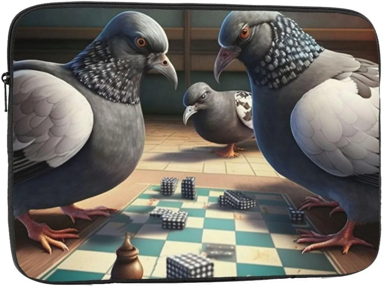 Protective Laptop Computer Case Portable Bag Sleeve Handbags for 12 Inch - Pigeons Playing Checkers Game Funny