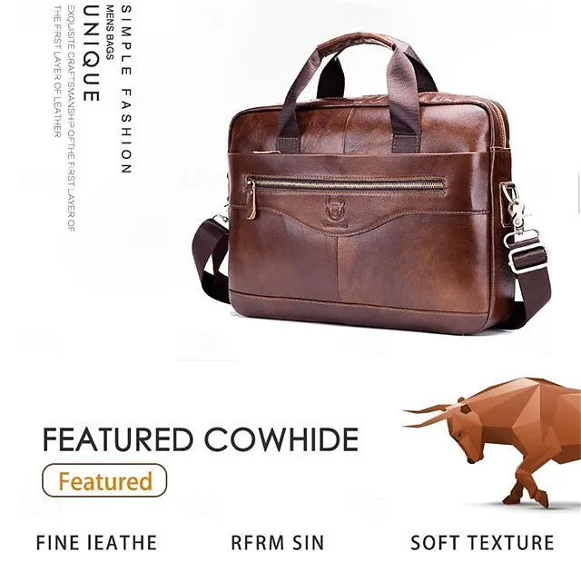 PU Leather Laptop Shoulder Messenger Bag Briefcase15.4 Inch Laptop Bags High Quality Business Massager Bag Men Brand Real Leather Handbags