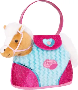 Pucci Pups – Beige Horse with Blue Stripes and Pink Pony Bag (ST8274Z) 10 inches