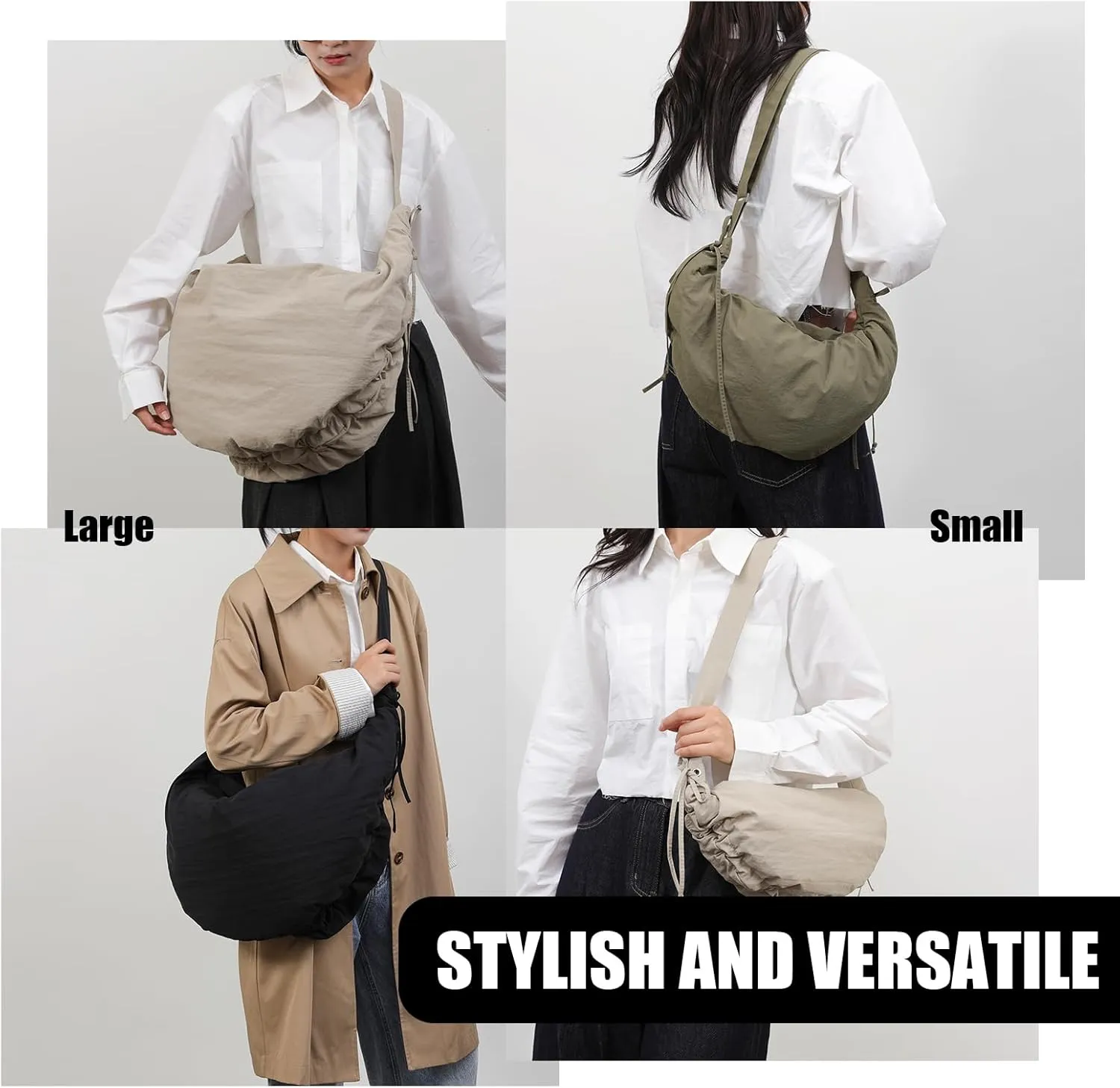 Puffer Tote Bag for Women,Oversized Nylon Soft Down Cotton Padding Bag Crossbody Shoulder Bag with Zipper