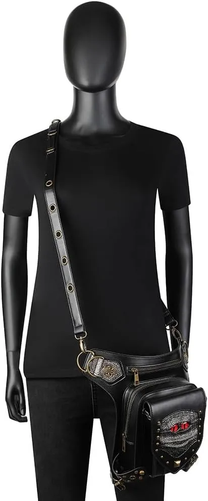 Punk Gothic Carry Purse Women Handbag Single Shoulder Waist Bag Cell phone Wallet Steampunk Retro Women Travel Purse Motorcycle Bag