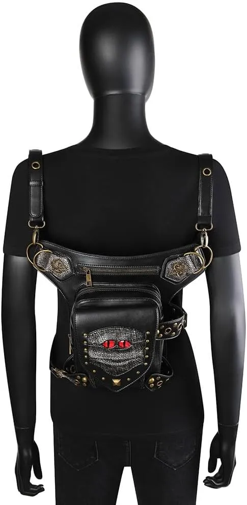 Punk Gothic Carry Purse Women Handbag Single Shoulder Waist Bag Cell phone Wallet Steampunk Retro Women Travel Purse Motorcycle Bag