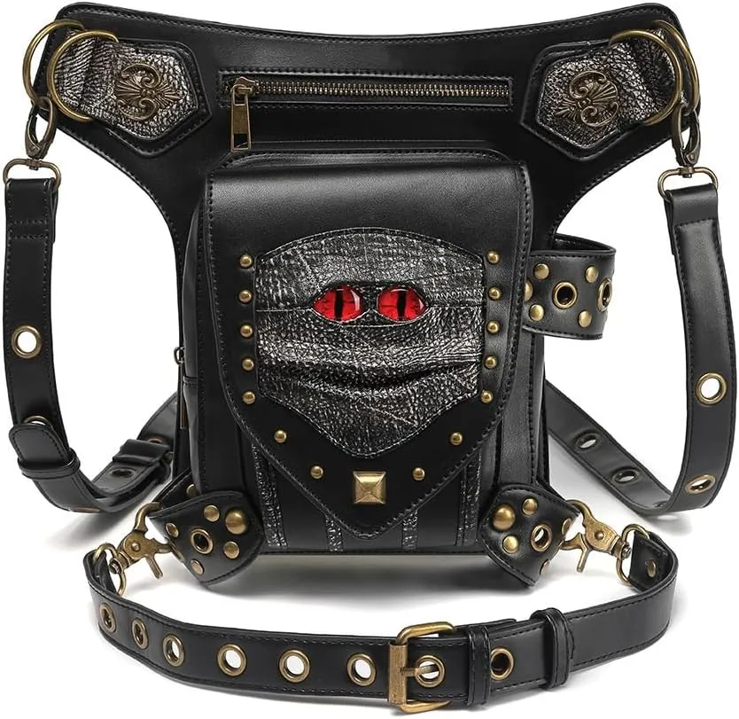 Punk Gothic Carry Purse Women Handbag Single Shoulder Waist Bag Cell phone Wallet Steampunk Retro Women Travel Purse Motorcycle Bag