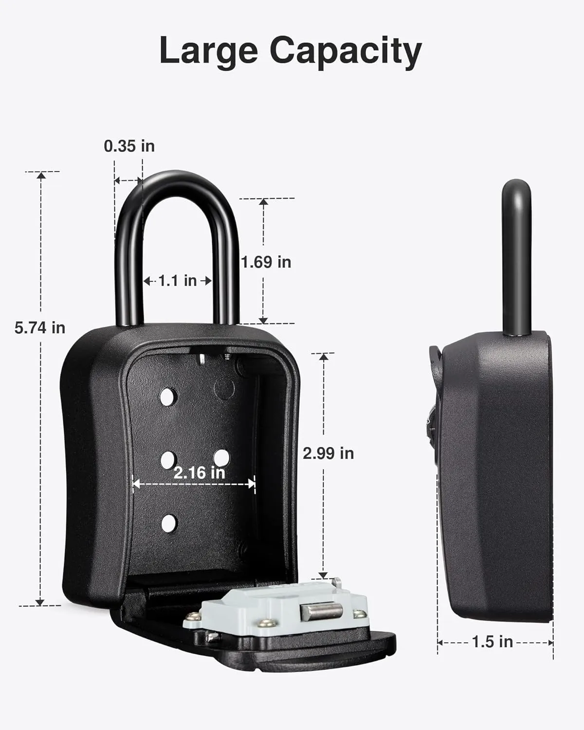 Puroma Key Lock Box, Portable Combination Lockbox Wall-Mounted Key Storage Box for House Keys, Resettable Code Safe Security Lock Box for Home, Office, Apartment Spare Key Storage (2 Pack, Pure Black)