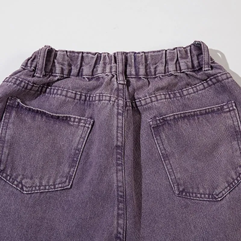 Purple Multi-pocket Denim Jeans