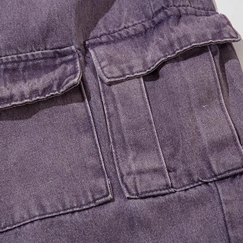 Purple Multi-pocket Denim Jeans