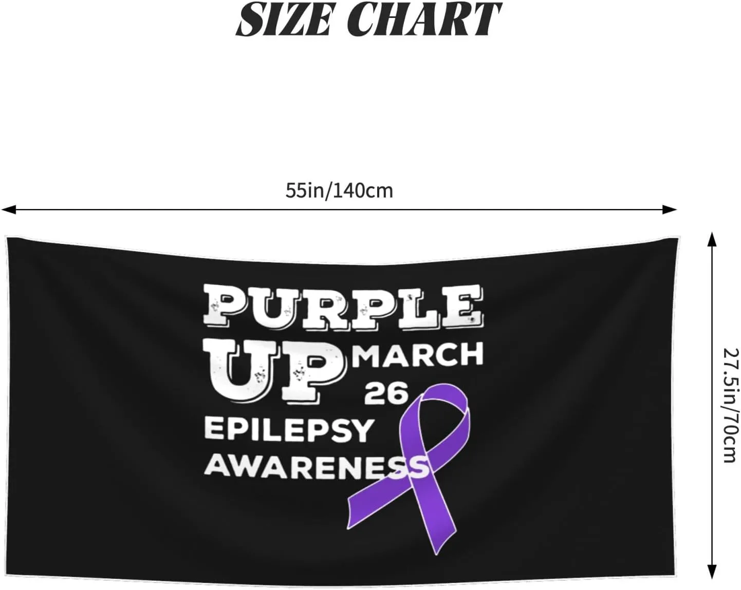 Purple Up March 26 Support Epilepsy Awareness Beach Towel 27.5x55 Inches - Ultra Soft Quick Dry Sand Towel, Lightweight Large Bath Towel for Pool, Summer, Travel