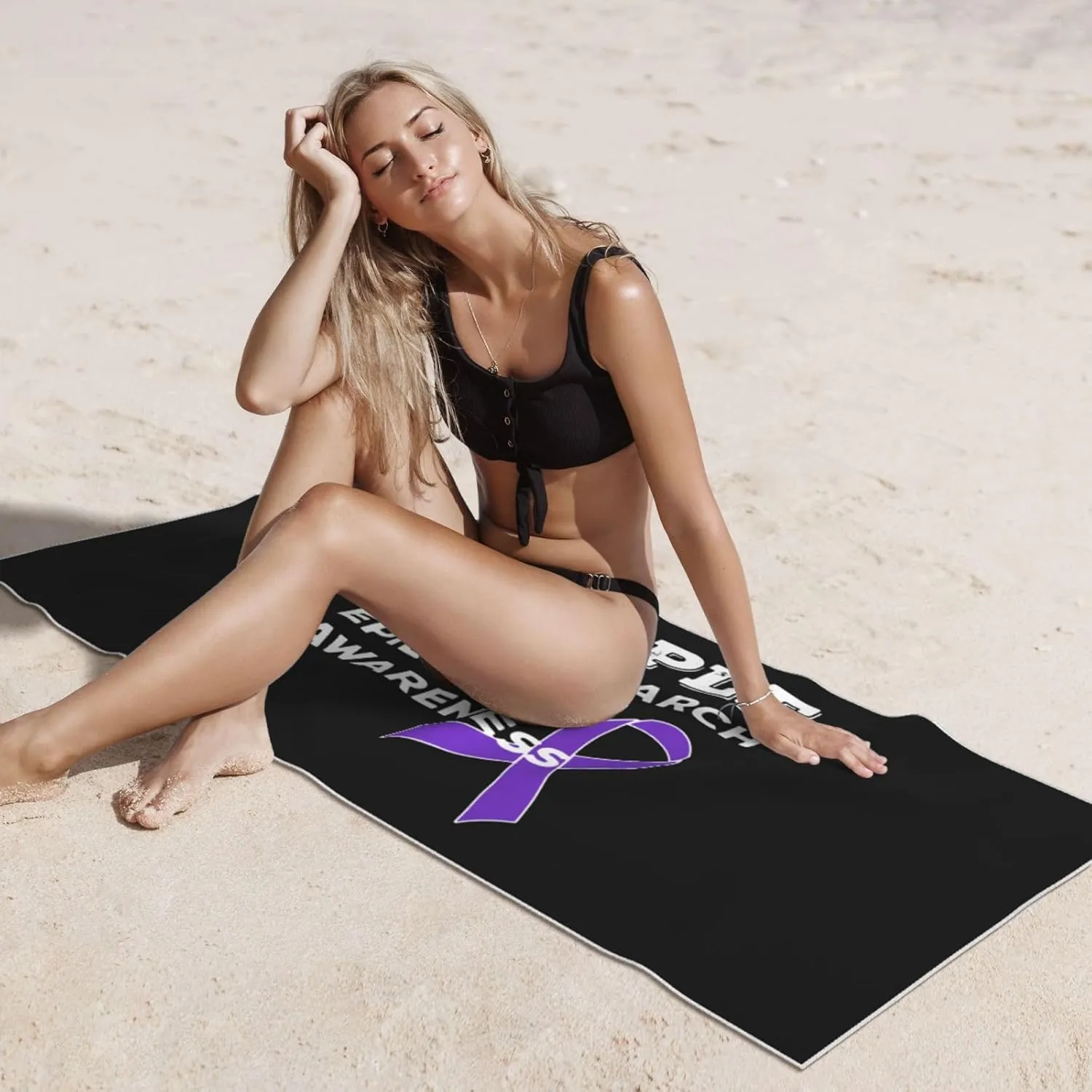 Purple Up March 26 Support Epilepsy Awareness Beach Towel 27.5x55 Inches - Ultra Soft Quick Dry Sand Towel, Lightweight Large Bath Towel for Pool, Summer, Travel