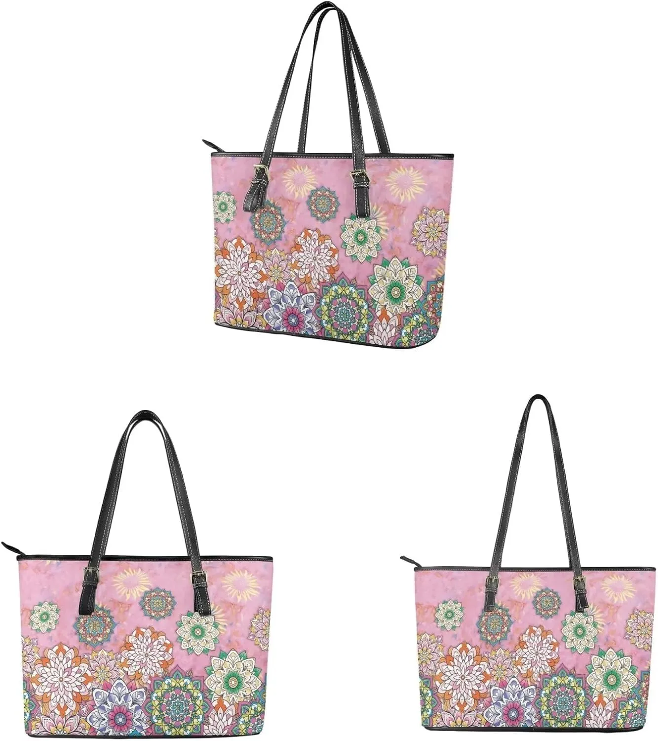 Purse Sets for Women 2Pcs Polynesian Print Large Capacity Tote Handbag Travel Bags Zippered Coin Card Purse Pouch