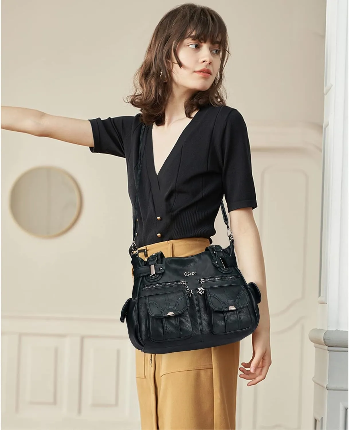 Purses and Handbags for Women Large Hobo Shoulder Bags Soft PU Leather Multi-Pocket Tote Bag