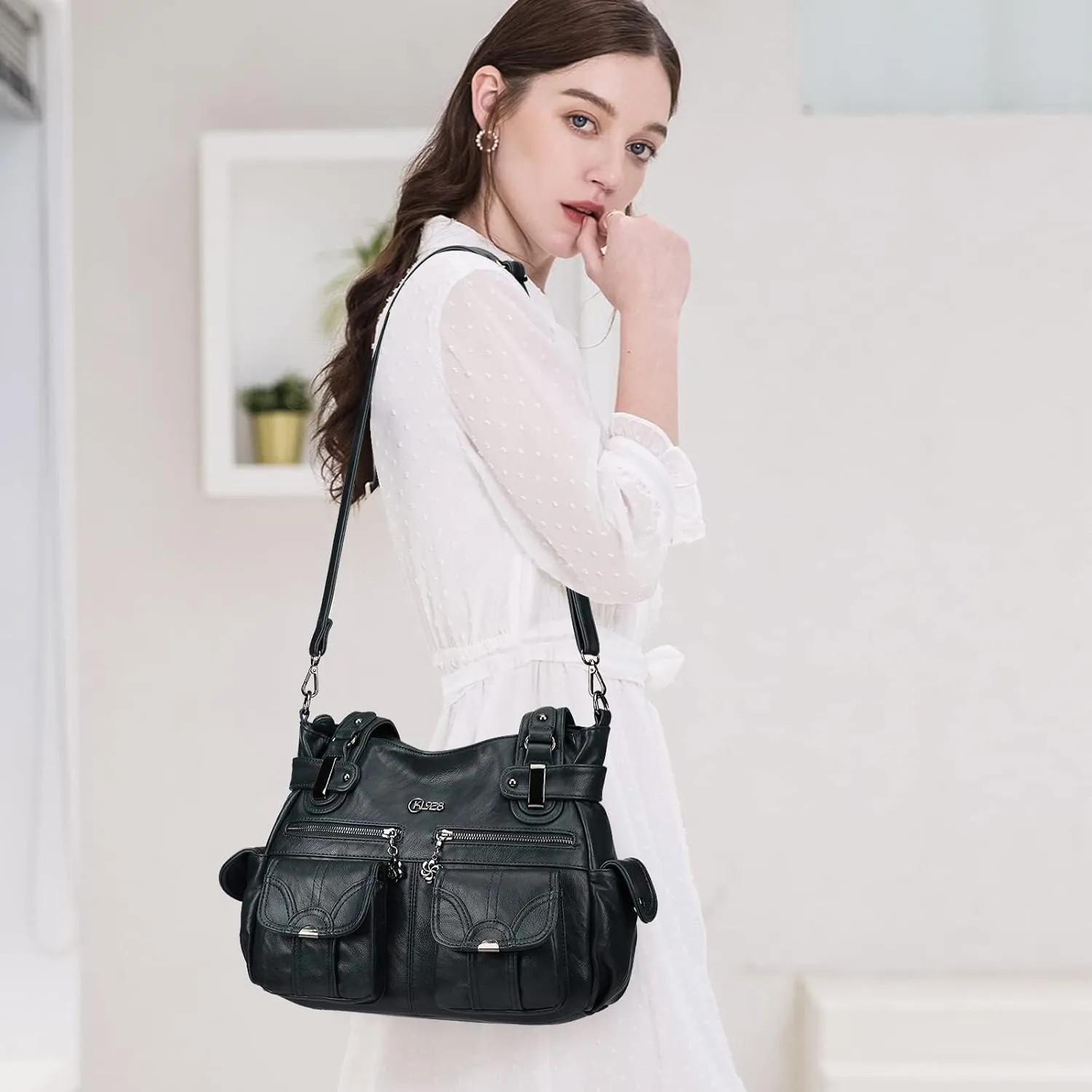 Purses and Handbags for Women Large Hobo Shoulder Bags Soft PU Leather Multi-Pocket Tote Bag