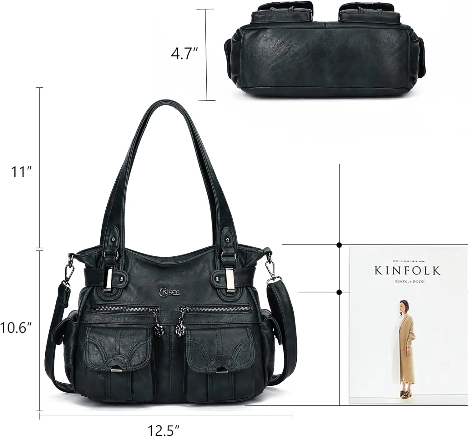 Purses and Handbags for Women Large Hobo Shoulder Bags Soft PU Leather Multi-Pocket Tote Bag
