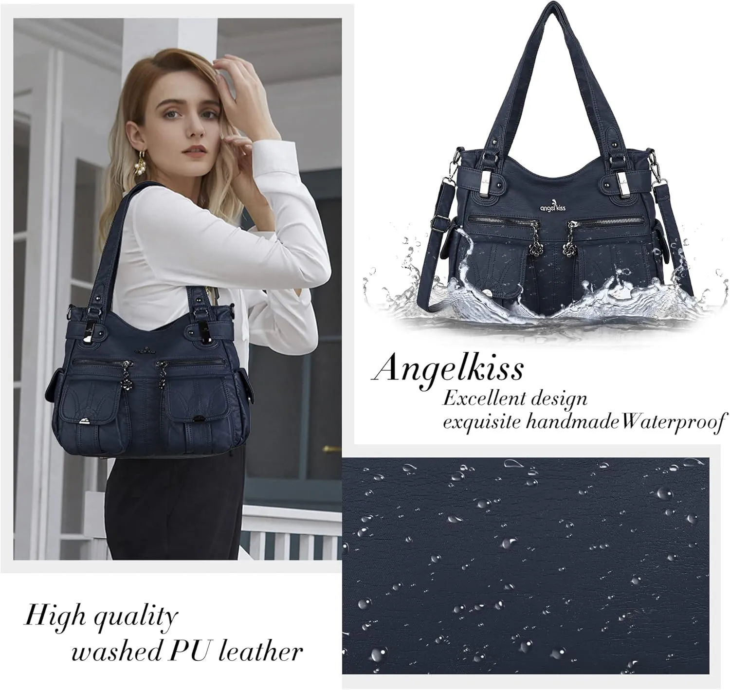 Purses and Handbags Women Tote Shoulder Top Handle Satchel Hobo Bags Fashion Washed Leather Purse